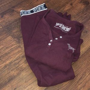 PINK Maroon thermal PJ set